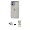 MARSİLYAN™- iPhone 11 Pro Max Kılıf Ahenk Çizgi Serisi - Siyah Mat Seramik Nano Ekran Koruyucu + Pers Alüminyum Kamera Lens - YL