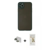 MARSİLYAN™- iPhone 11 Pro Max Kılıf Ahenk Çizgi Serisi - Siyah Mat Seramik Nano Ekran Koruyucu + Pers Alüminyum Kamera Lens - YL
