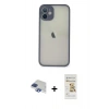 MARSİLYAN™- iPhone 11 Pro Max Kılıf Ahenk Çizgi Serisi - Siyah Mat Seramik Nano Ekran Koruyucu + Pers Alüminyum Kamera Lens - LT
