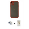 MARSİLYAN™- iPhone 11 Pro Max Kılıf Ahenk Çizgi Serisi - Siyah Mat Seramik Nano Ekran Koruyucu + Pers Alüminyum Kamera Lens - LT