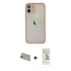 MARSİLYAN™- iPhone 11 Pro Max Kılıf Ahenk Çizgi Serisi - Siyah Mat Seramik Nano Ekran Koruyucu + Rainbow Kamera Lens Koruma Cam - GD