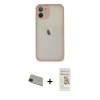 MARSİLYAN™- iPhone 11 Pro Max Kılıf Ahenk Çizgi Serisi - Siyah Mat Seramik Nano Ekran Koruyucu + Rainbow Kamera Lens Koruma Cam - YL