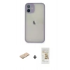 MARSİLYAN™- iPhone 11 Pro Max Kılıf Ahenk Çizgi Serisi - Siyah Mat Seramik Nano Ekran Koruyucu + Renkli Kamera Lens Koruma Cam - YL