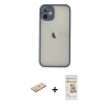 MARSİLYAN™- iPhone 11 Pro Max Kılıf Ahenk Çizgi Serisi - Siyah Mat Seramik Nano Ekran Koruyucu + Renkli Kamera Lens Koruma Cam - YL
