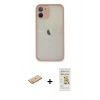 MARSİLYAN™- iPhone 11 Pro Max Kılıf Ahenk Çizgi Serisi - Siyah Mat Seramik Nano Ekran Koruyucu + Renkli Kamera Lens Koruma Cam - PE