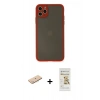 MARSİLYAN™- iPhone 11 Pro Max Kılıf Ahenk Çizgi Serisi - Siyah Mat Seramik Nano Ekran Koruyucu + Renkli Kamera Lens Koruma Cam - MI