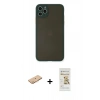 MARSİLYAN™- iPhone 11 Pro Max Kılıf Ahenk Çizgi Serisi - Siyah Mat Seramik Nano Ekran Koruyucu + Renkli Kamera Lens Koruma Cam - TU