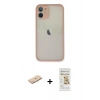 MARSİLYAN™- iPhone 11 Pro Max Kılıf Ahenk Çizgi Serisi - Siyah Mat Seramik Nano Ekran Koruyucu + Renkli Kamera Lens Koruma Cam - MI