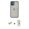MARSİLYAN™- iPhone 11 Pro Max Kılıf Ahenk Çizgi Serisi - Siyah Mat Seramik Nano Ekran Koruyucu + Renkli Kamera Lens Koruma Cam - TU