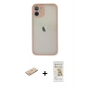MARSİLYAN™- iPhone 11 Pro Max Kılıf Ahenk Çizgi Serisi - Siyah Mat Seramik Nano Ekran Koruyucu + Renkli Kamera Lens Koruma Cam - SI