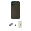 MARSİLYAN™- iPhone 11 Pro Max Kılıf Ahenk Çizgi Serisi - Siyah Mat Seramik Nano Ekran Koruyucu + Shine Kamera Lens Koruma Cam - GS