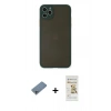 MARSİLYAN™- iPhone 11 Pro Max Kılıf Ahenk Çizgi Serisi - Siyah Mat Seramik Nano Ekran Koruyucu + Shine Kamera Lens Koruma Cam - SABE
