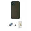 MARSİLYAN™- iPhone 11 Pro Max Kılıf Ahenk Çizgi Serisi - Siyah Mat Seramik Nano Ekran Koruyucu + Siyah Shine Kamera Lens Koruma Cam