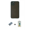 MARSİLYAN™- iPhone 11 Pro Max Kılıf Ahenk Çizgi Serisi - Siyah Polymer Nano Ekran Koruyucu + Metal Kamera Lens Koruma Cam - AKYL
