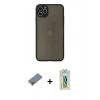 MARSİLYAN™- iPhone 11 Pro Max Kılıf Ahenk Çizgi Serisi - Siyah Polymer Nano Ekran Koruyucu + Metal Kamera Lens Koruma Cam - GD