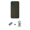 MARSİLYAN™- iPhone 11 Pro Max Kılıf Ahenk Çizgi Serisi - Siyah Polymer Nano Ekran Koruyucu + Metal Kamera Lens Koruma Cam - GD