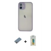 MARSİLYAN™- iPhone 11 Pro Max Kılıf Ahenk Çizgi Serisi - Siyah Polymer Nano Ekran Koruyucu + Metal Kamera Lens Koruma Cam - GD