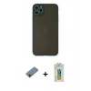 MARSİLYAN™- iPhone 11 Pro Max Kılıf Ahenk Çizgi Serisi - Siyah Polymer Nano Ekran Koruyucu + Shine Kamera Lens Koruma Cam - GD