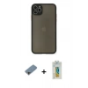 MARSİLYAN™- iPhone 11 Pro Max Kılıf Ahenk Çizgi Serisi - Siyah Polymer Nano Ekran Koruyucu + Shine Kamera Lens Koruma Cam - GD