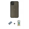 MARSİLYAN™- iPhone 11 Pro Max Kılıf Ahenk Çizgi Serisi - Siyah Polymer Nano Ekran Koruyucu + Shine Kamera Lens Koruma Cam - GS