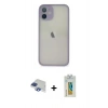 MARSİLYAN™- iPhone 11 Pro Max Kılıf Ahenk Çizgi Serisi - Siyah Polymer Nano Ekran Koruyucu + Pers Alüminyum Kamera Lens - LT