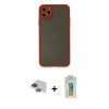 MARSİLYAN™- iPhone 11 Pro Max Kılıf Ahenk Çizgi Serisi - Siyah Polymer Nano Ekran Koruyucu + Pers Alüminyum Kamera Lens - LT
