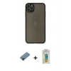 MARSİLYAN™- iPhone 11 Pro Max Kılıf Ahenk Çizgi Serisi - Siyah Polymer Nano Ekran Koruyucu + Metal Kamera Lens Koruma Cam - MI