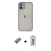MARSİLYAN™- iPhone 11 Pro Max Kılıf Ahenk Çizgi Serisi - Siyah Polymer Nano Ekran Koruyucu + Metal Kamera Lens Koruma Cam - SH