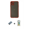 MARSİLYAN™- iPhone 11 Pro Max Kılıf Ahenk Çizgi Serisi - Siyah Polymer Nano Ekran Koruyucu + Metal Kamera Lens Koruma Cam - SH