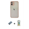 MARSİLYAN™- iPhone 11 Pro Max Kılıf Ahenk Çizgi Serisi - Siyah Polymer Nano Ekran Koruyucu + Metal Kamera Lens Koruma Cam - SH