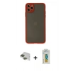 MARSİLYAN™- iPhone 11 Pro Max Kılıf Ahenk Çizgi Serisi - Siyah Polymer Nano Ekran Koruyucu + Pers Alüminyum Kamera Lens - YL