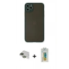 MARSİLYAN™- iPhone 11 Pro Max Kılıf Ahenk Çizgi Serisi - Siyah Polymer Nano Ekran Koruyucu + Pers Alüminyum Kamera Lens - YL