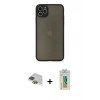 MARSİLYAN™- iPhone 11 Pro Max Kılıf Ahenk Çizgi Serisi - Siyah Polymer Nano Ekran Koruyucu + Pers Alüminyum Kamera Lens - YL