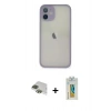 MARSİLYAN™- iPhone 11 Pro Max Kılıf Ahenk Çizgi Serisi - Siyah Polymer Nano Ekran Koruyucu + Pers Alüminyum Kamera Lens - YL