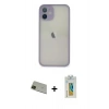 MARSİLYAN™- iPhone 11 Pro Max Kılıf Ahenk Çizgi Serisi - Siyah Polymer Nano Ekran Koruyucu + Rainbow Kamera Lens Koruma Cam - YL