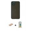 MARSİLYAN™- iPhone 11 Pro Max Kılıf Ahenk Çizgi Serisi - Siyah Polymer Nano Ekran Koruyucu + Renkli Kamera Lens Koruma Cam - PE