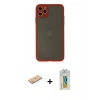 MARSİLYAN™- iPhone 11 Pro Max Kılıf Ahenk Çizgi Serisi - Siyah Polymer Nano Ekran Koruyucu + Renkli Kamera Lens Koruma Cam - PE