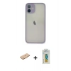 MARSİLYAN™- iPhone 11 Pro Max Kılıf Ahenk Çizgi Serisi - Siyah Polymer Nano Ekran Koruyucu + Renkli Kamera Lens Koruma Cam - TU