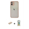 MARSİLYAN™- iPhone 11 Pro Max Kılıf Ahenk Çizgi Serisi - Siyah Polymer Nano Ekran Koruyucu + Sarı Renkli Kamera Lens Koruma Cam
