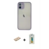 MARSİLYAN™- iPhone 11 Pro Max Kılıf Ahenk Çizgi Serisi - Siyah Polymer Nano Ekran Koruyucu + Sarı Renkli Kamera Lens Koruma Cam