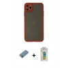 MARSİLYAN™- iPhone 11 Pro Max Kılıf Ahenk Çizgi Serisi - Siyah Polymer Nano Ekran Koruyucu + Shine Kamera Lens Koruma Cam - GS