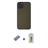 MARSİLYAN™- iPhone 11 Pro Max Kılıf Ahenk Çizgi Serisi - Siyah Polymer Nano Ekran Koruyucu + Shine Kamera Lens Koruma Cam - GS
