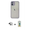 MARSİLYAN™- iPhone 11 Pro Max Kılıf Ahenk Çizgi Serisi - Siyah Polymer Nano Ekran Koruyucu + Siyah Pers Alüminyum Kamera Lens