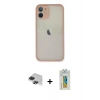 MARSİLYAN™- iPhone 11 Pro Max Kılıf Ahenk Çizgi Serisi - Siyah Polymer Nano Ekran Koruyucu + Siyah Pers Alüminyum Kamera Lens