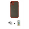MARSİLYAN™- iPhone 11 Pro Max Kılıf Ahenk Çizgi Serisi - Siyah Polymer Nano Ekran Koruyucu + Siyah Pers Alüminyum Kamera Lens