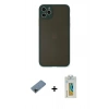 MARSİLYAN™- iPhone 11 Pro Max Kılıf Ahenk Çizgi Serisi - Siyah Polymer Nano Ekran Koruyucu + Shine Kamera Lens Koruma Cam - SH