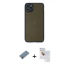 MARSİLYAN™- iPhone 11 Pro Max Kılıf Ahenk Çizgi Serisi - Siyah Seramik Nano Ekran Koruyucu + Metal Kamera Lens Koruma Cam - GD