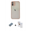 MARSİLYAN™- iPhone 11 Pro Max Kılıf Ahenk Çizgi Serisi - Siyah Seramik Nano Ekran Koruyucu + Metal Kamera Lens Koruma Cam - GD