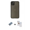 MARSİLYAN™- iPhone 11 Pro Max Kılıf Ahenk Çizgi Serisi - Siyah Seramik Nano Ekran Koruyucu + Shine Kamera Lens Koruma Cam - GS