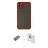 MARSİLYAN™- iPhone 11 Pro Max Kılıf Ahenk Çizgi Serisi - Siyah Seramik Nano Ekran Koruyucu + Shine Kamera Lens Koruma Cam - GS